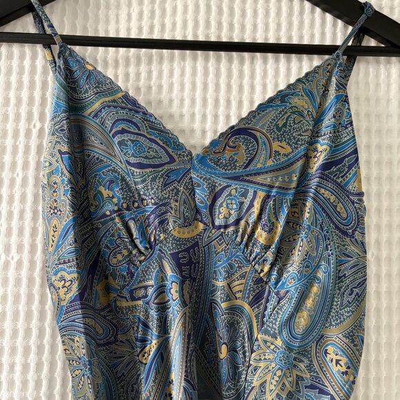 Vintage Victoria's Secret NWT blue paisley silk slip dress y2k going out medium - Picture 7 of 7